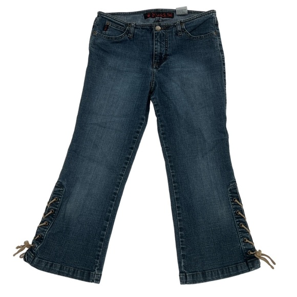 Mudd Yo! Crop Wide Leg Side Ankle Tie Jeans Size 9 Women’s - Picture 1 of 5